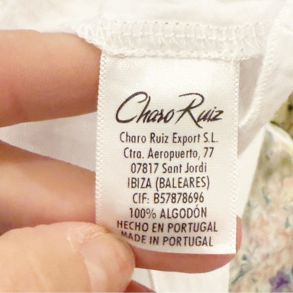 Charo Ruiz Botanic Print Cotton Mini Dress In White L - Picture 13 of 16